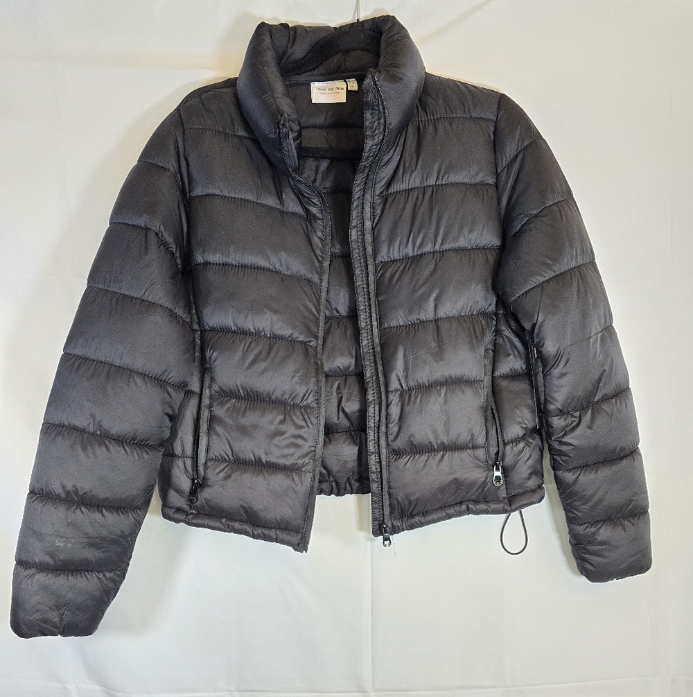 Black Puffer Jacket With Drawstring - Picture 3 of 3